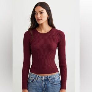 Dynamite Deep Red Ribbed Sweater
